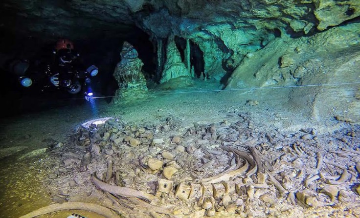 Muestran hallazgos en el sitio arqueológico sumergido Sac Actun