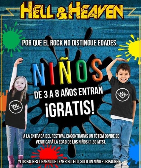 Niños entre 3 y 8 años entrarán gratis al Hell and Heaven Fest